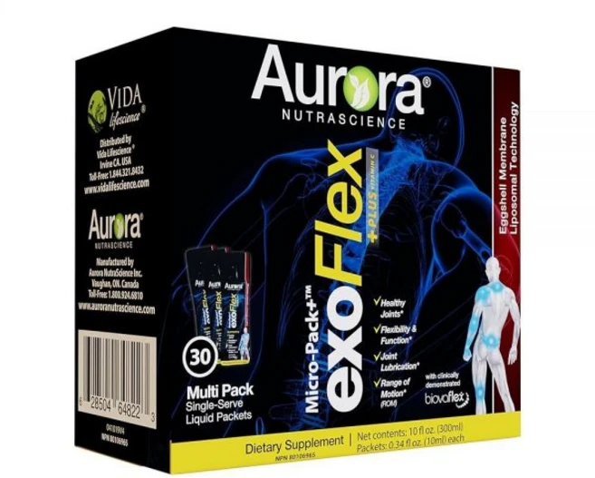 Aurora Nutrascience 마이크로 팩 리포솜 엑소플렉스+ 비타민 C 관절 지지대 BiovaFlex 커큐민 및 보스웰리아가 있는 에그쉘 멤브레인 1인용 패킷, Aurora Nutrascience, 마이크로 팩 리포, 1개 - 쿠팡