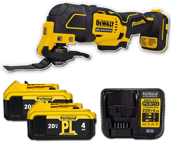 디월트 20V 멀티커터 DCS354 브러쉬리스 충전 무선 전동 멀티커터 포틀랜드 배터리2개 충전기 세트, 1세트