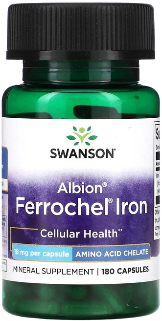 Swanson Albion Ferrochel 아이언 18mg 캡슐 180정, SwansonAlbionFerrochel아이언18mg캡, 1개 - 쿠팡