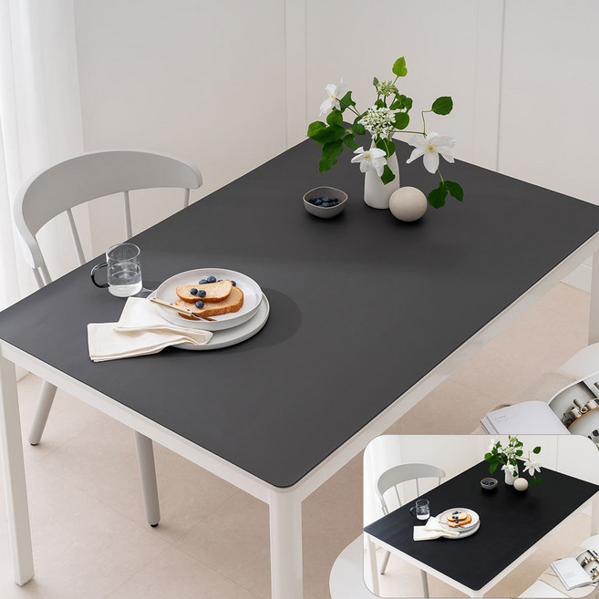 (14colors 11size) 롤로아 100% 방수 가죽 식탁보 테이블보, 120x80cm, 양면-4 (DarkGray+Black), 1개