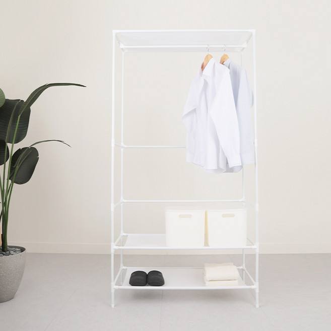 MAME 선반형 조립식 행거 비키니옷장 90, 화이트