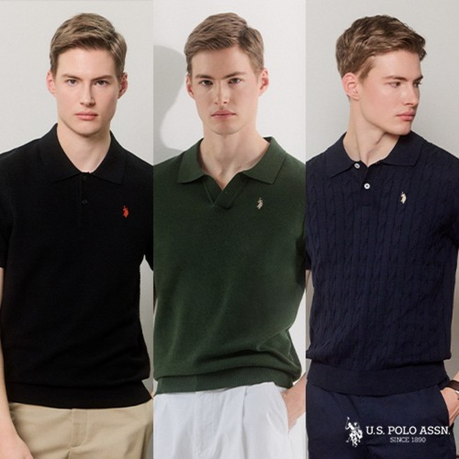 [U.S POLO ASSN.] 26SS 코튼 반팔니트 3종 남성