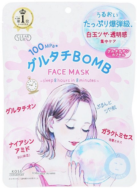 KOSE 高絲 Clear Turn 穀胱甘肽 BOMB 面膜 162ml, 1個, 7入