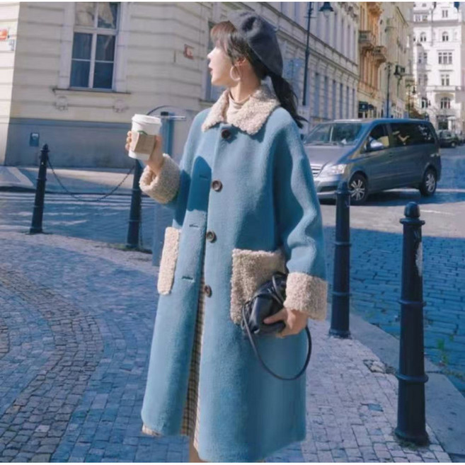 COSYEVNO 떡볶이 코트 겨울 모던 버튼 편하고 루즈핏 보온 재킷 CXJmf--7