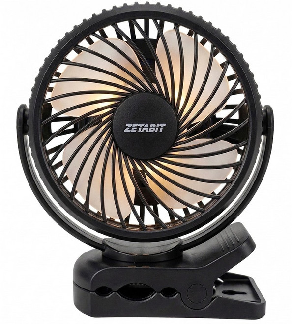 ZETABIT 클립 집게 무선 선풍기 충전식 탁상용 BLDC 모터 서큘레이터 유모차 캠핑, 블랙+블랙