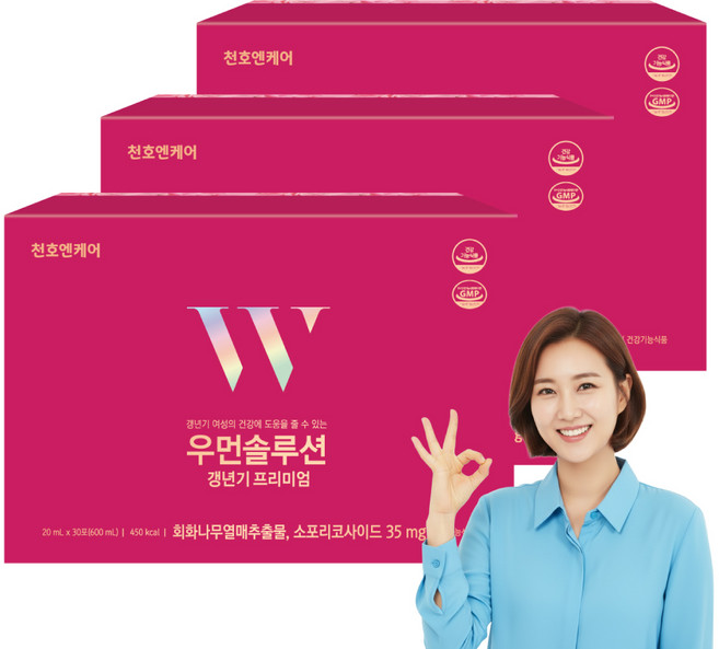천호엔케어 우먼솔루션 갱년기 프리미엄 영양제 30p, 600ml, 3개