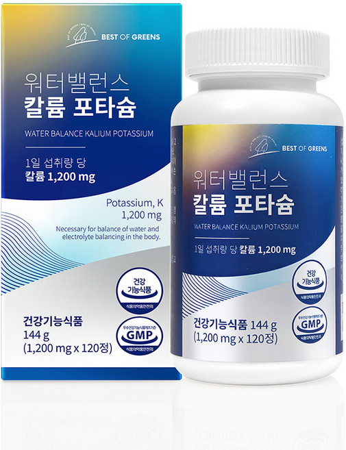 워터밸런스 칼륨 포타슘 1200mg, 1개, 120정