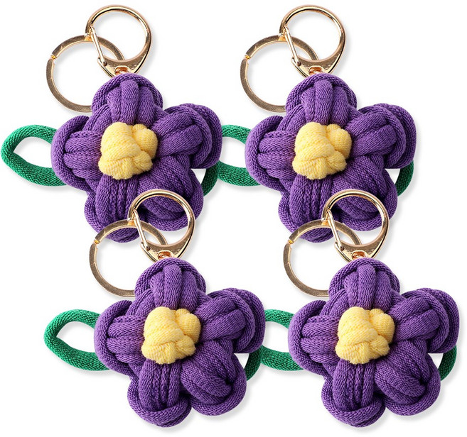 아트랄라 양말목 공예 꽃 키링 만들기, 4세트, 보라색