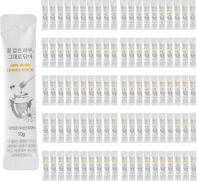 꿀같은하루 그대로담아 사양벌꿀 국내산 꿀스틱, 100개, 10g