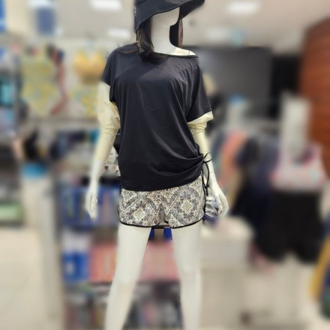 레노마수영복 여성 비치 래쉬가드상하세트 오버핏 BK RN-LS2E925