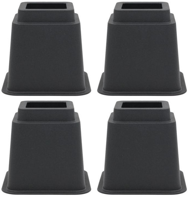 STK 4 세트 무거운 의무 침대 라이저 저장 대형 라이저 오프닝 적합 4 개의 다리가있는 모든 가구, 설명, 블랙