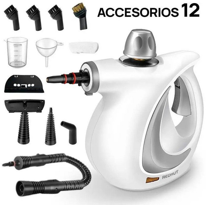 세비아숲 다표면천연 스팀청소기 다목적스티머 12개 액세서리포함, Light Grey