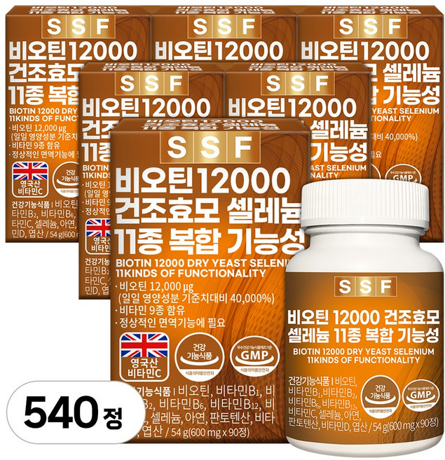 순수식품 무부형제 맥주효모 비오틴 셀렌 540정(18개월분) 건조효모, 90정, 6개