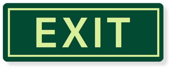 눈에 잘 띄는 영어 EXIT 비상구 안내 부착식 야광 표지판 스티커, 형광, 1개