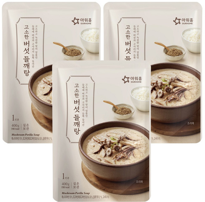 아워홈 고소한 버섯 들깨탕, 400g, 3개