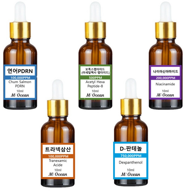 연어PDRN 보톡스펩타이드 나아아신아마이드 트라넥삼산 D-판테놀 각 1병씩 총 5병, 1개, 10ml
