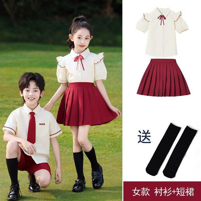 優選 兒童節表演服小學生詩歌朗誦比賽大合唱幼兒園畢業班服演出服 副廠商品, 1個, 紅色女生夏裝 送黑襪子 ,130, 紅色, 女生夏裝 送黑襪子