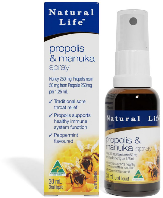 Natural Life 蜂膠麥盧卡蜂蜜喉嚨噴劑, 1個, 噴劑 個人用(1入) 特價每人限購3組