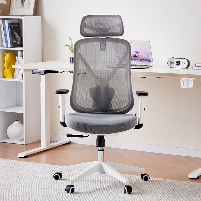 아우스 GS04 학생 공부 메쉬 리클라이너 의자 사무용 사무실 게이밍 컴퓨터의자, 화이트