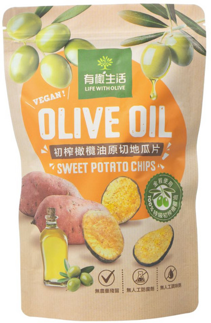 有橄生活 特級初榨橄欖油原切地瓜片 (非油炸、無添加), 50g, 1個