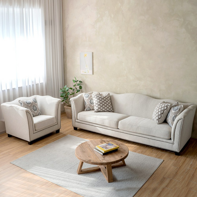 피어젠가구 조에 프렌치 엔틱 소파 4인용 1인용 패브릭, 1인소파