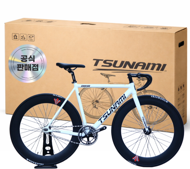 쓰나미 픽시자전거 SNM100 전후방 브레이크 포함 TSUNAMI 자전거 학생 입문용, 1개, 170cm, 15.화이트+M사이즈