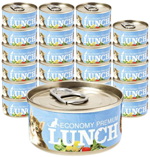 이코노미 프리미엄 런치 고양이캔, 80g, 24개, 참치 + 고등어 혼합맛