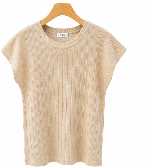 파츠 소프트 터치 반하이넥 니트 데일리 오피스룩 반팔 티