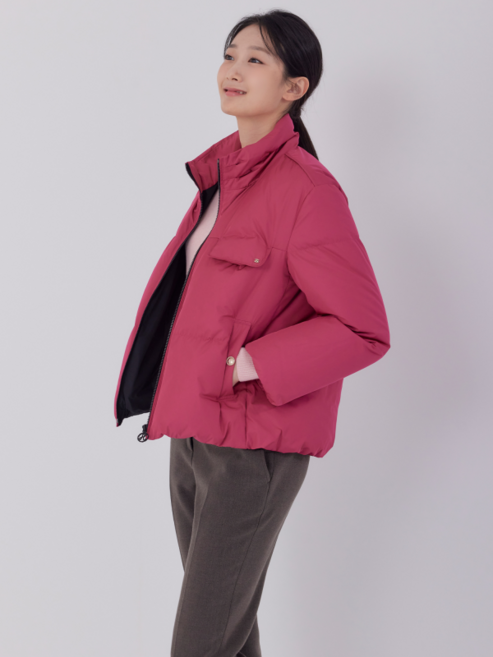 지센 지센 반넥 푸퍼 숏 다운 패딩 LSDWOA51_PK