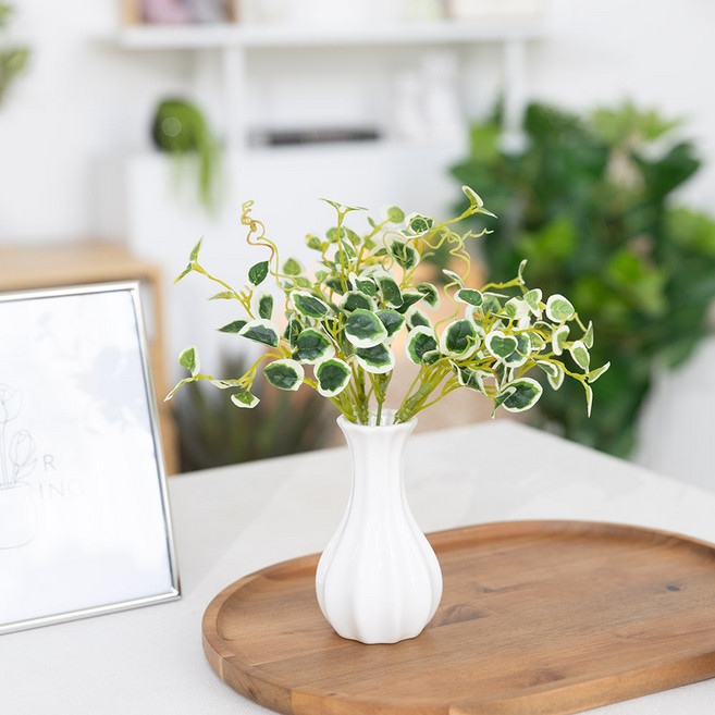 초록식물 조화잎 유리화병 3종 set 21cm (DIY) 인테리어 그리너리 여름 테이블 장식 소품 꾸미기, 1개, 투톤스킨_화병B