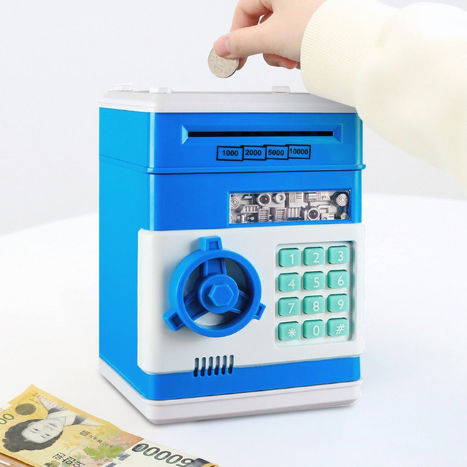 스토리빙 미니금고 지폐 저금통, 블루, 1개