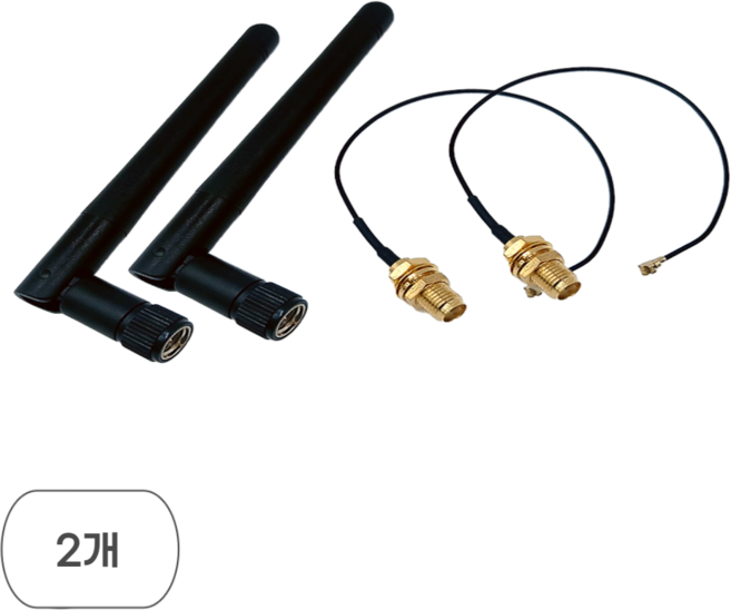 2DBi 무선 와이파이 안테나세트 2.4GHz 블루투스 와이파이 안테나 IPEX to SAM 케이블, 2개, 안테나1 케이블1