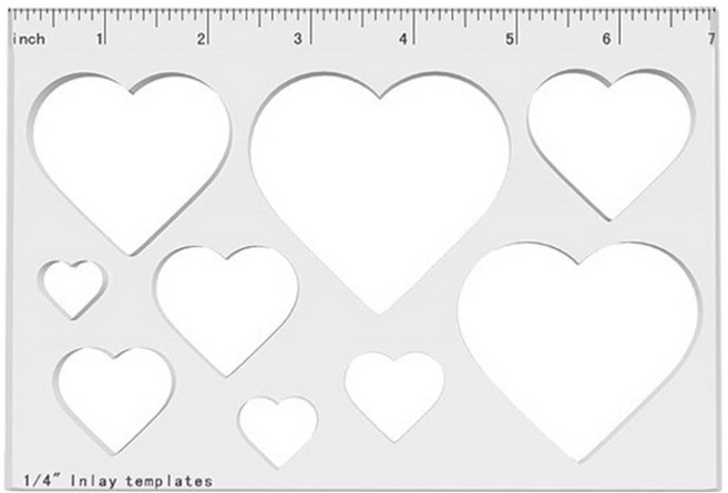 목공 정밀도 측정을 위한 삼각형 또는 하트 클리어 아크릴 인레이 템플릿 라우터 스텐실 드로잉 눈금자, 러브 버전