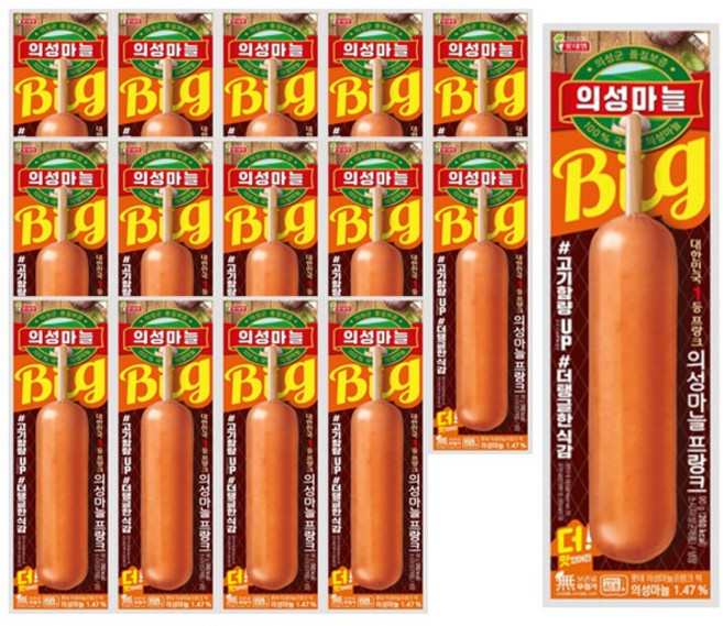롯데햄 빅 의성마늘 프랑크 90g x 15개 / 핫바 소세지 후랑크