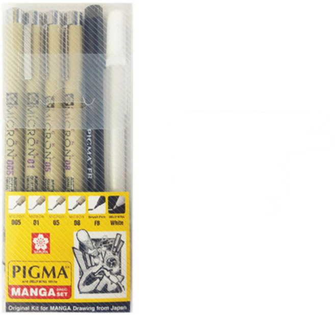 사쿠라 피그마 마이크론 세트 망가세트 블랙세트, 6본 망가 1세트