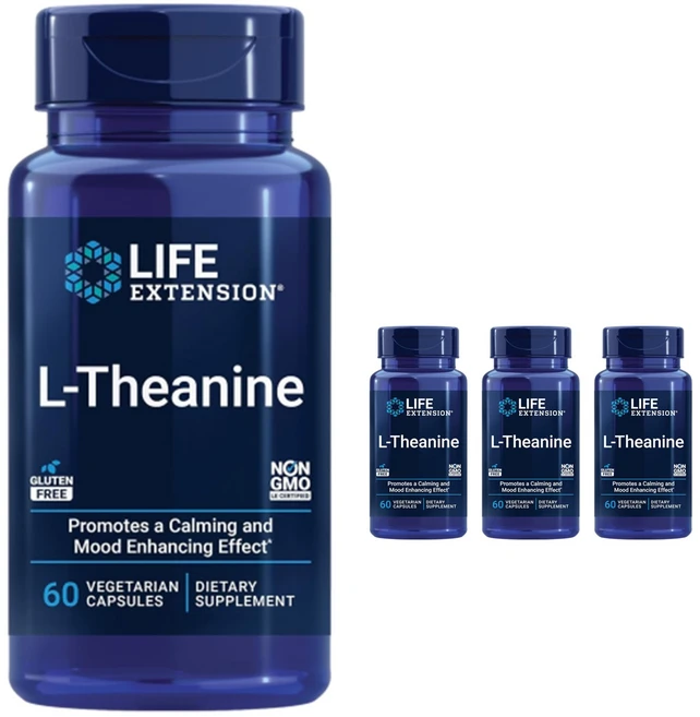 라이프익스텐션 L-테아닌 100mg 베지테리안 캡슐, 60정, 4개 - 쿠팡