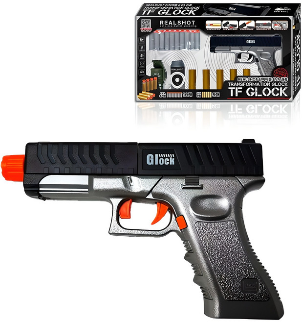 하하토이 리얼샷 탄피 배출 TF GLOCK 장난감 권총, 매트블랙, 1개