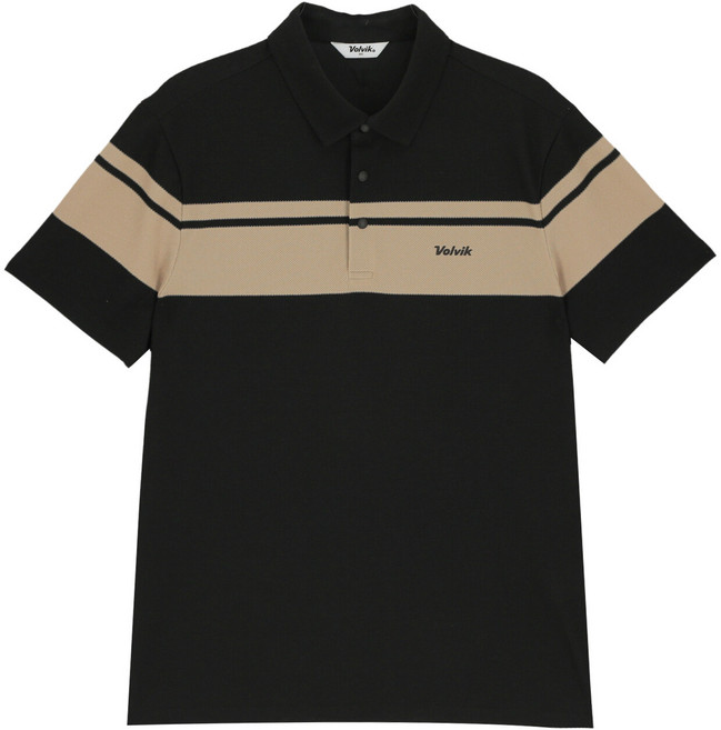 볼빅 남성 골프 에센셜 메쉬 보더 제에리 반팔 티셔츠 VMTSP492_BK