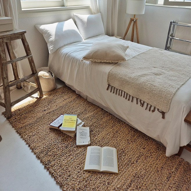 이플 여름 거실 카페트 라탄 공예 원형 사각 매트