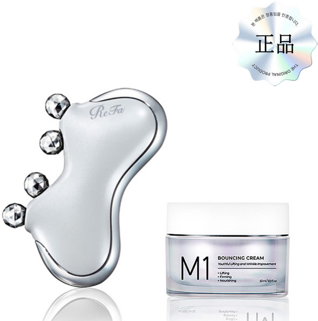 괄사 [ReFa] 리파 정품인증 CAXA M1 펄 white (K)+엠원바운싱크림1개, 1세트, 화이트, M1크림