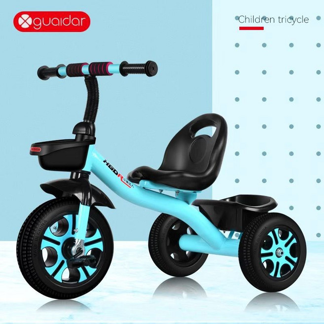 兒童三輪車腳踏車1-3-2-6歲大號寶寶手推車自行車童車小孩玩具車, 1個, 【店長推薦】T鈦空防爆輪簡易藍色~360天用壞質保【加厚鈦鋼:1個