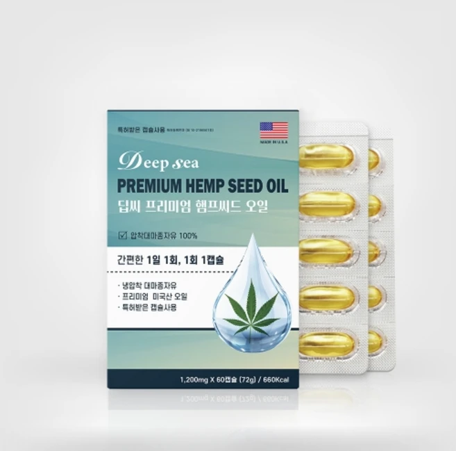 동신헬스케어 딥씨 프리미엄 햄프씨드 오일 1200mg x 60캡슐, 1개, 1정 - 쿠팡