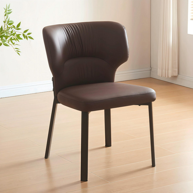쿠리브 가정용 편안한 식당 의자 캐주얼 가죽 식탁의자, 1개, 브라운(411)