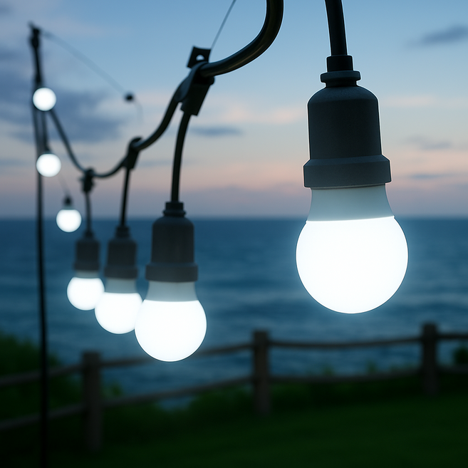 야외용 LED 방수 파티라이트 오징어등 소켓+전구 세트, 5개, 8w 주광색