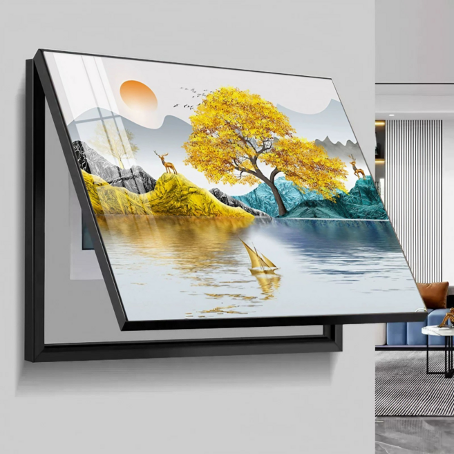 피라모니 인테리어 그림액자 두꺼비집 가리개, 1개, 재운행창