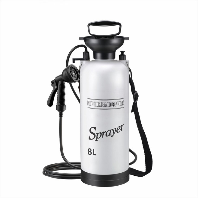 嘉吉 5L 手動氣壓噴霧瓶 戶外淋浴器, 8L白色淋浴器配3米皮管黑色10功能水槍, 1個