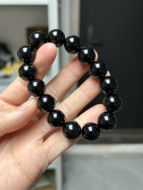 純天然黑瑪瑙手鏈 14mm