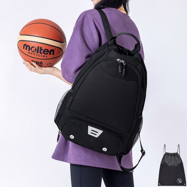 VITALO 코트레디 백팩 축구공 농구공 가방 볼백 신발수납 배낭 (PGN짐쌕가방 지급), BL_블랙, 1개