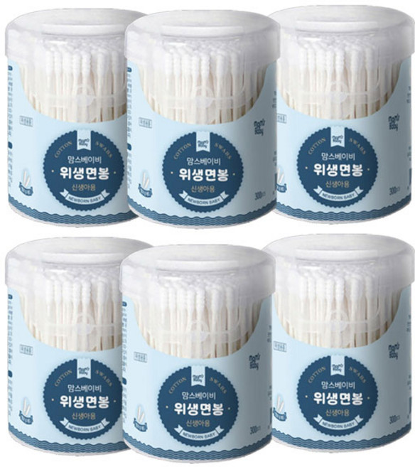 맘스베이비 신생아용 면봉, 100개입, 6개