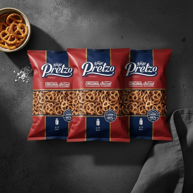 Pretzo 迷你蝴蝶餅 經典鹹味低脂餅乾, 125g, 3個